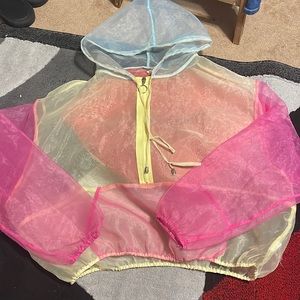 Sheer rainbow jacket from fashion nova